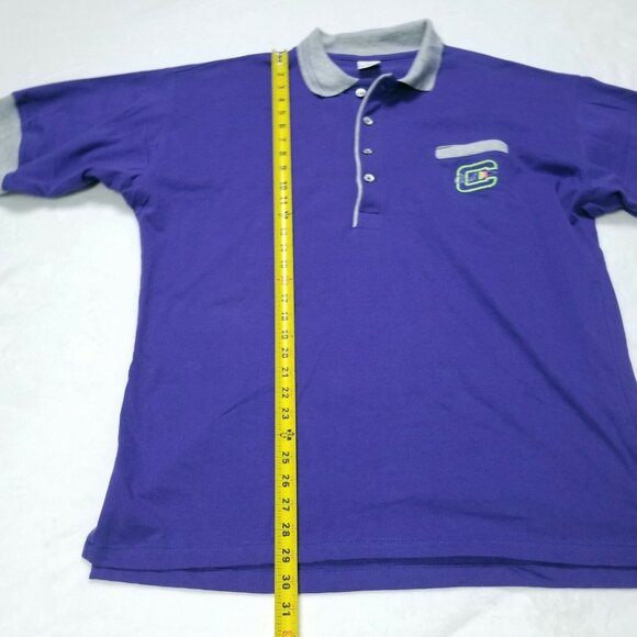 VINTAGE 90s Club Sportswear Polo Mens Large Short Sleeve Purple Made In … - Picture 6 of 9